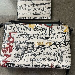 DKNY White and Black Graffiti Bag Set